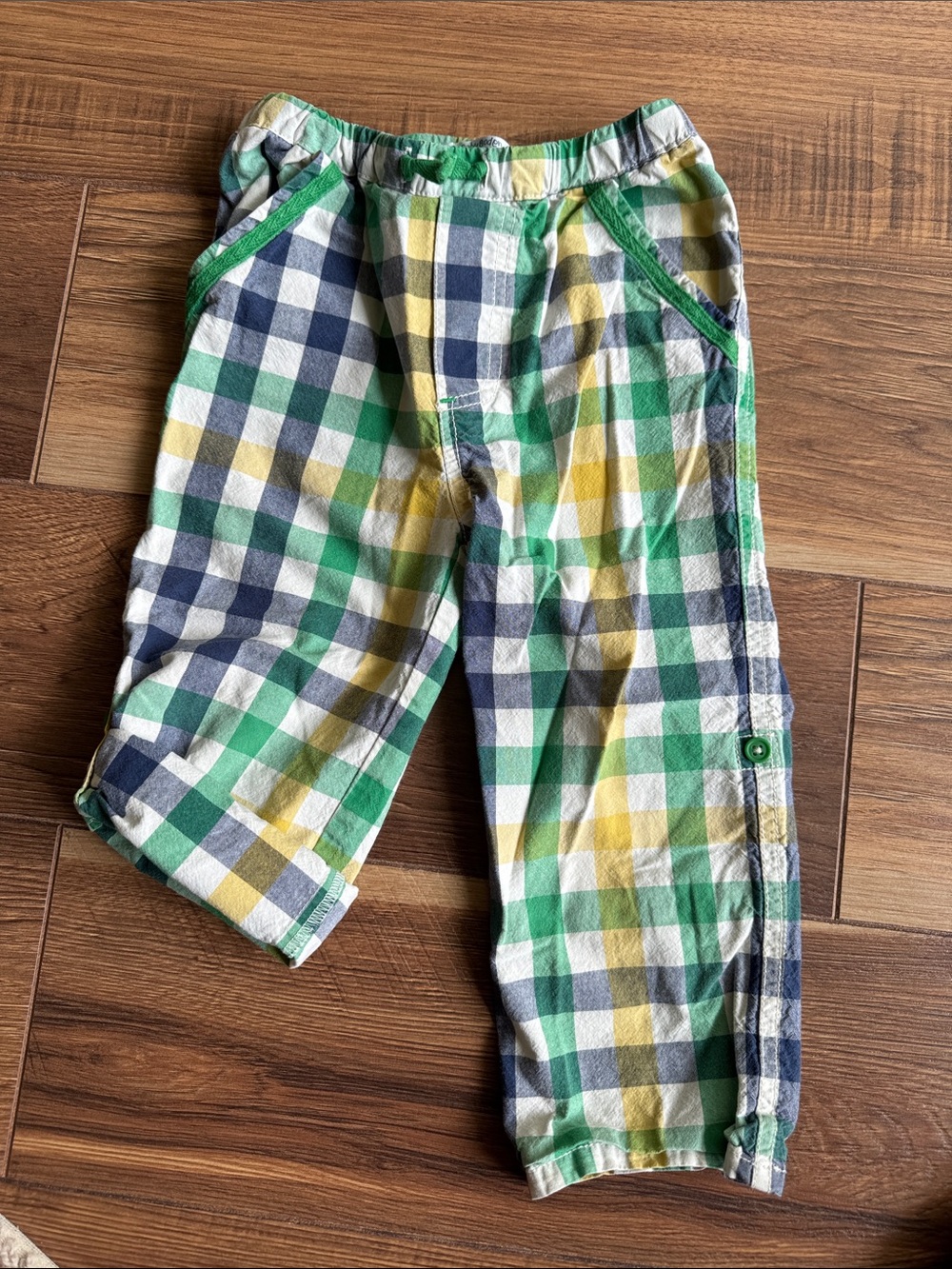 Baby Boden Green, Navy & Yellow Plaid Bottoms/Shorts